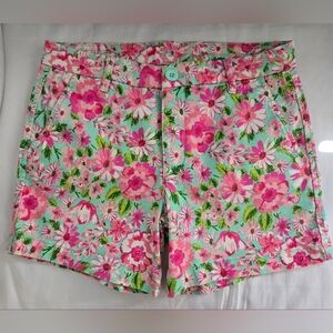 Kut From The Kloth Denim Trouser Shorts Sz 6 Floral 5" Inseam 10" Rise Euc